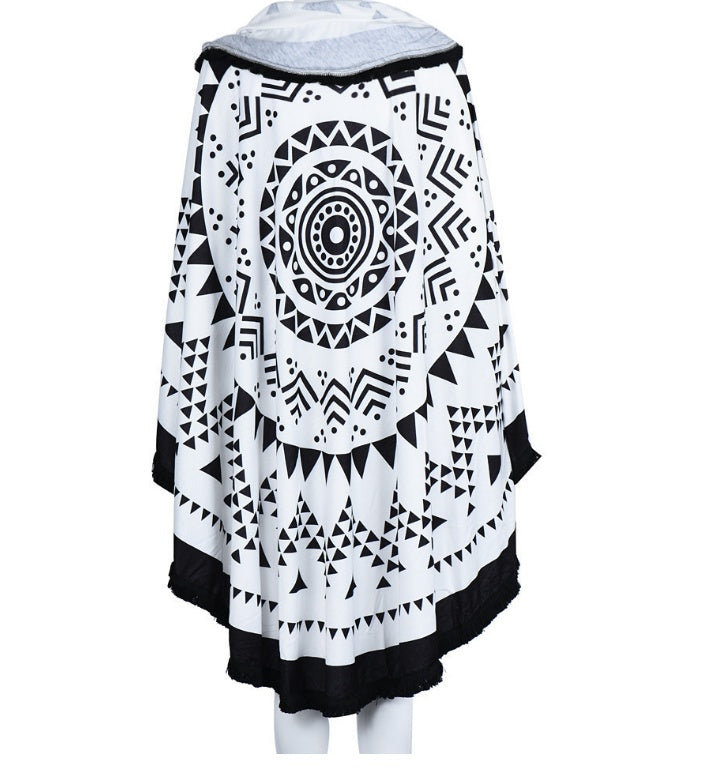 Monochrome Mandala Round Beach Towel – Make Waves in Monochrome - The Topaz Atelier