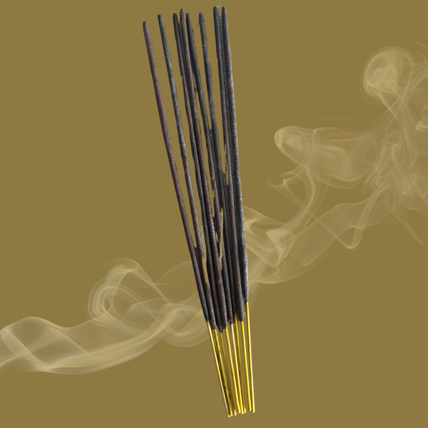 Incense sticks with smoke on a beige background