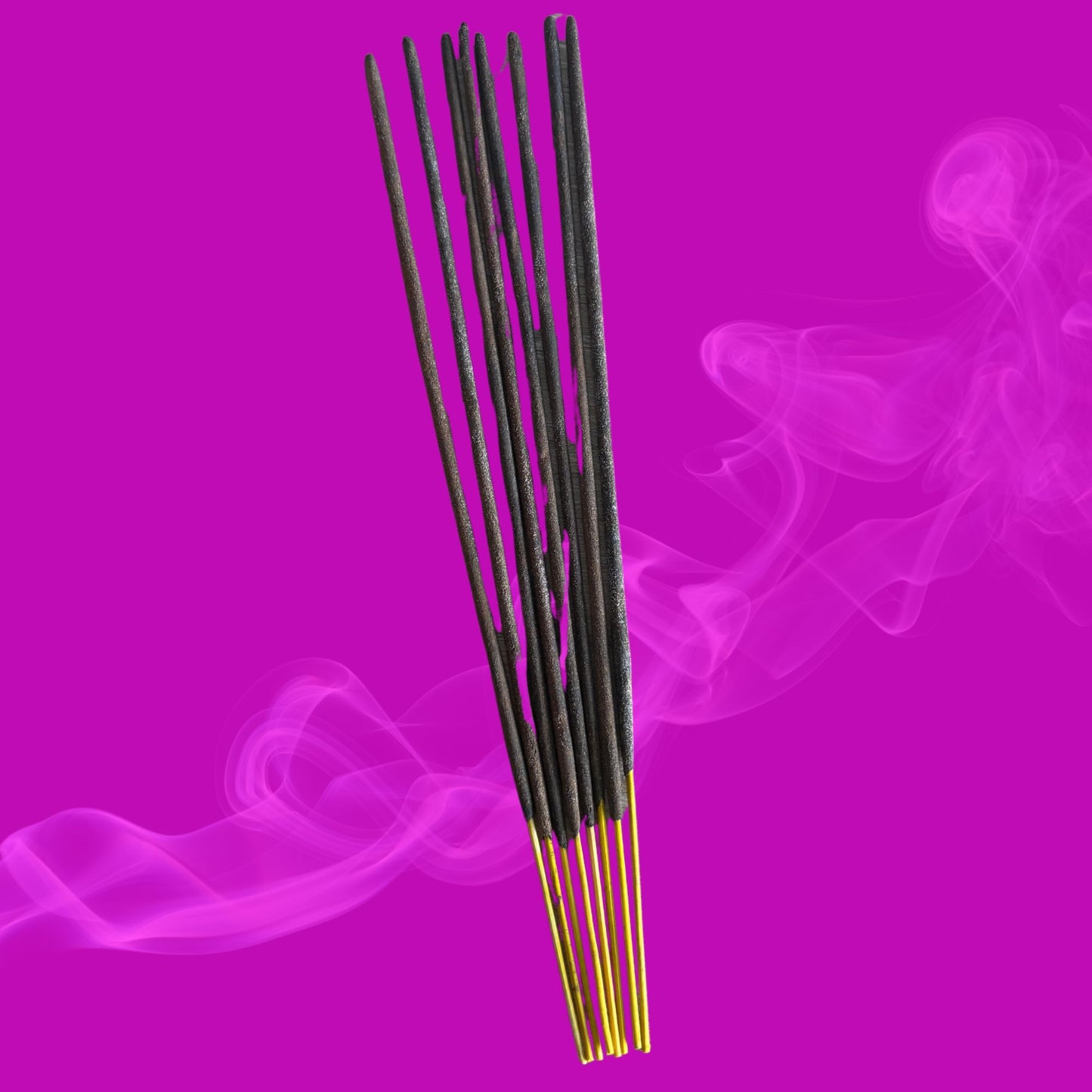 Incense sticks with smoke on a purple background